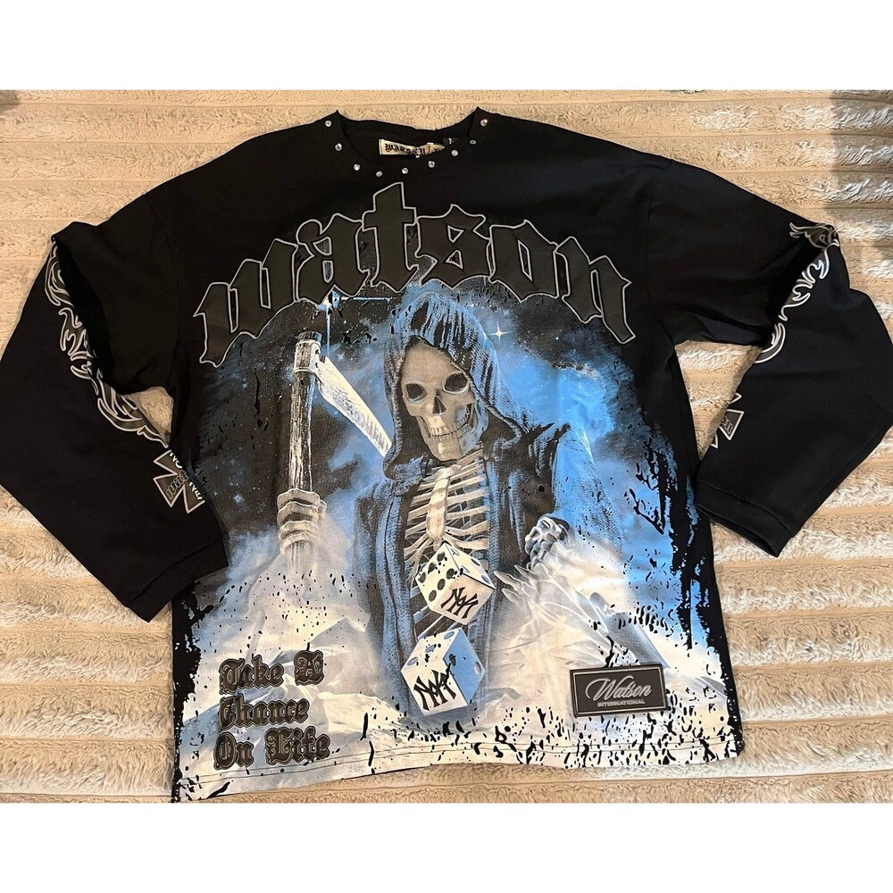 Watson International Take A Chance On Life Reaper Graphic Long Sleeve Shirt XL